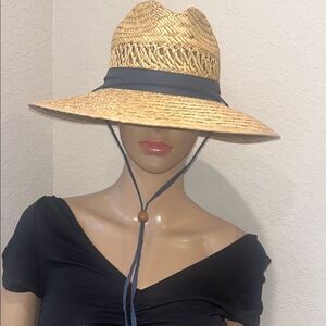 Turner Tan and Black Wide-Brimmed Straw Hat
